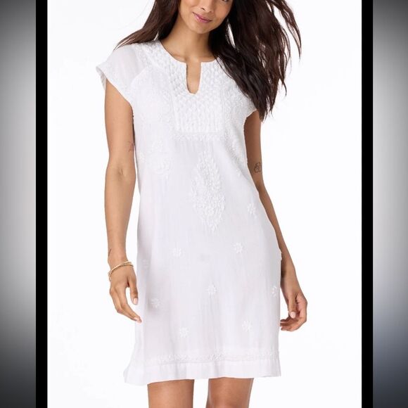 Roller Rabbit Faith Dress White Eyelet Embroidered Summer Dress size Small - Picture 1 of 6